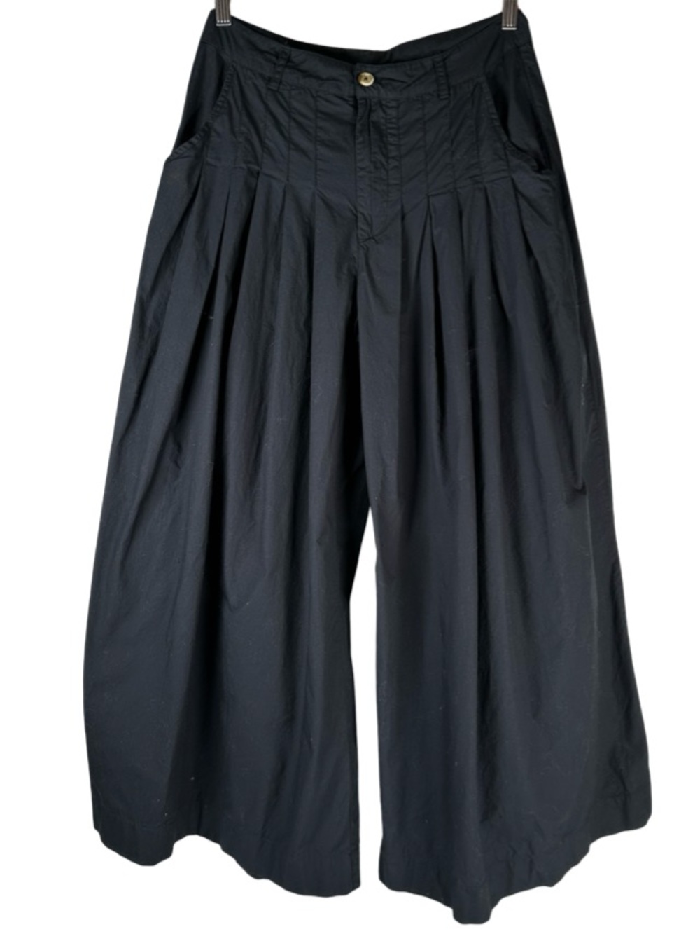 Free People Cassia Black Godet Pleated Relaxed Wide Leg Boho Trouser Pant Size 8